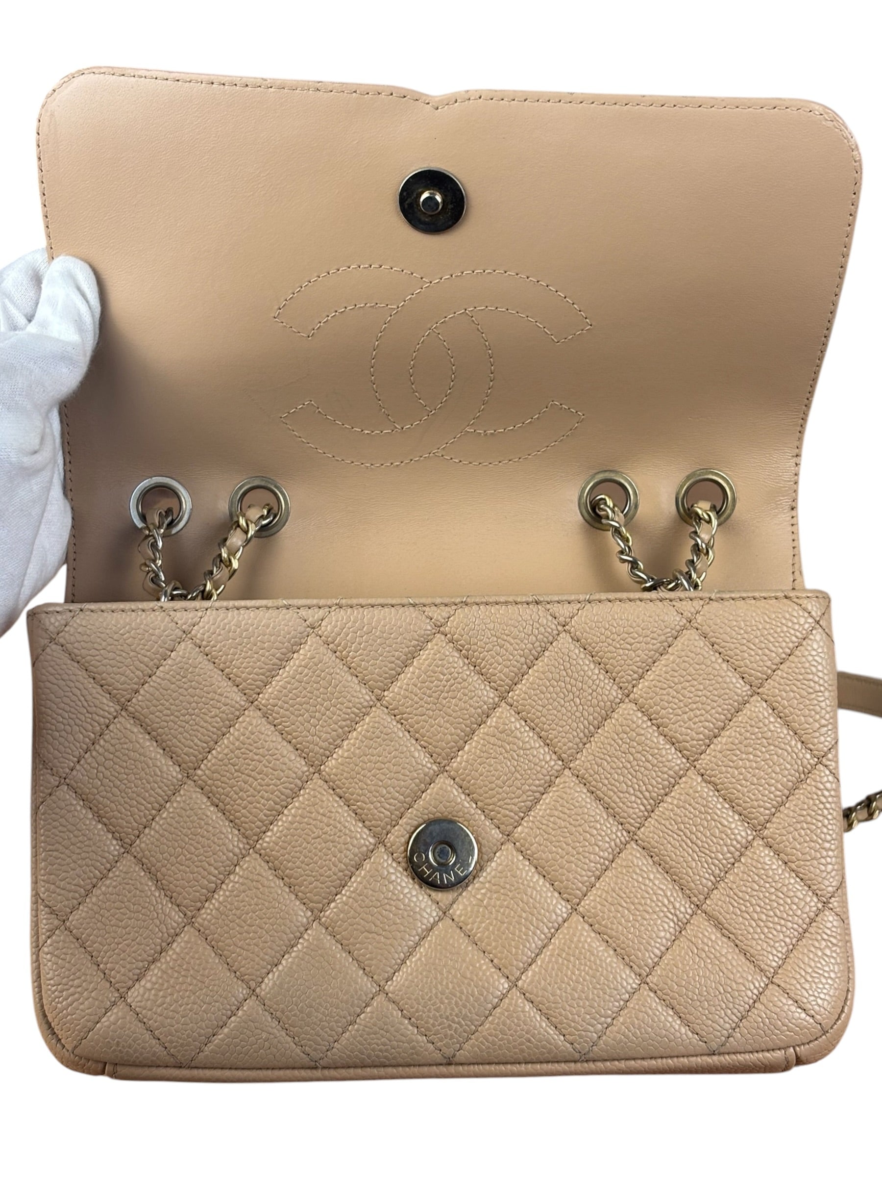Chanel Beige Caviar S Filigree Flap 2016