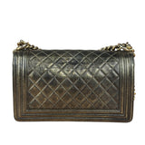 Chanel Metallic Dark Bronze Leather Old Medium Boy Flap Shoulder Bag