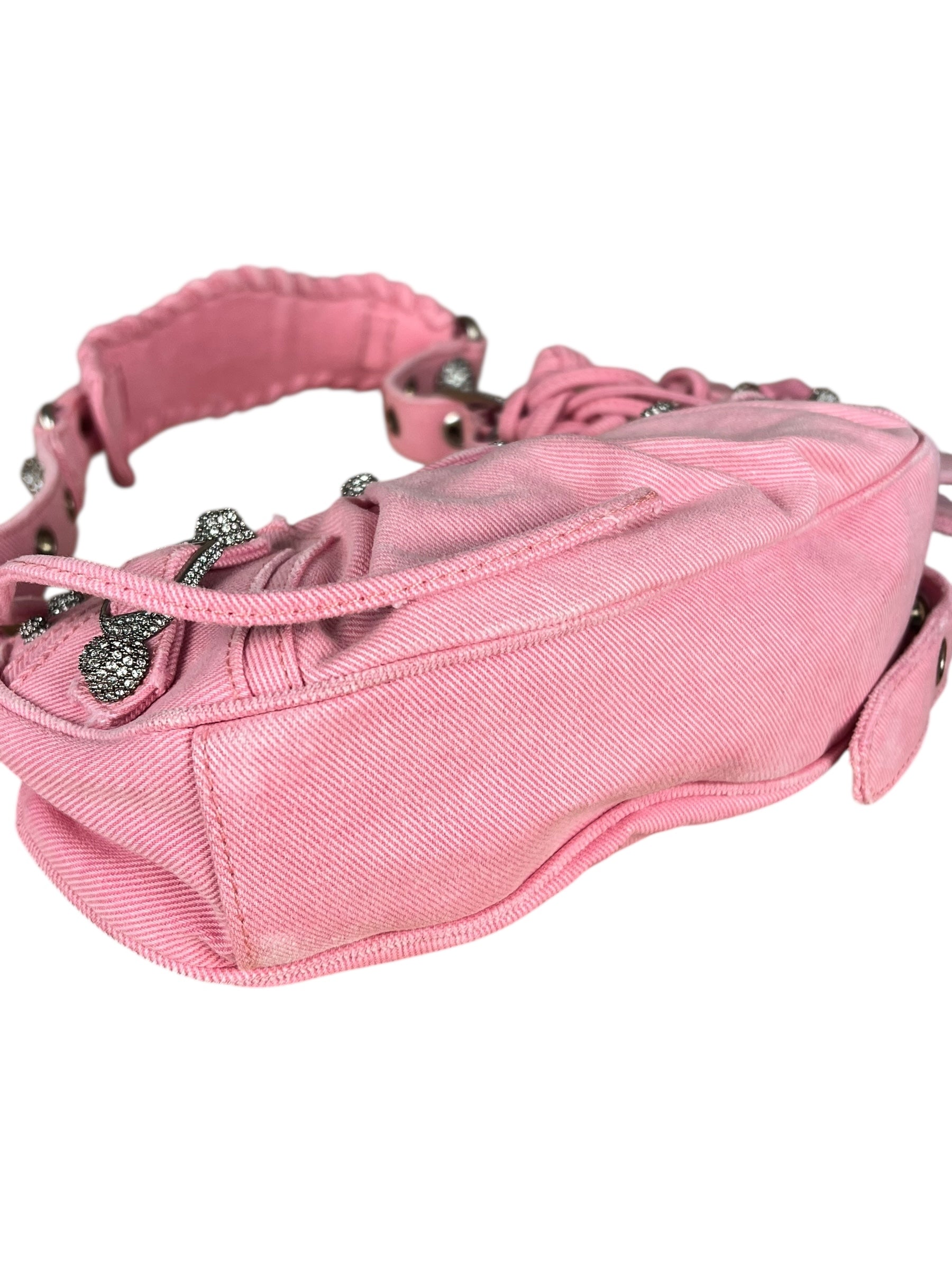 Balenciaga Pink Denim Le Cagole Shoulder Bag