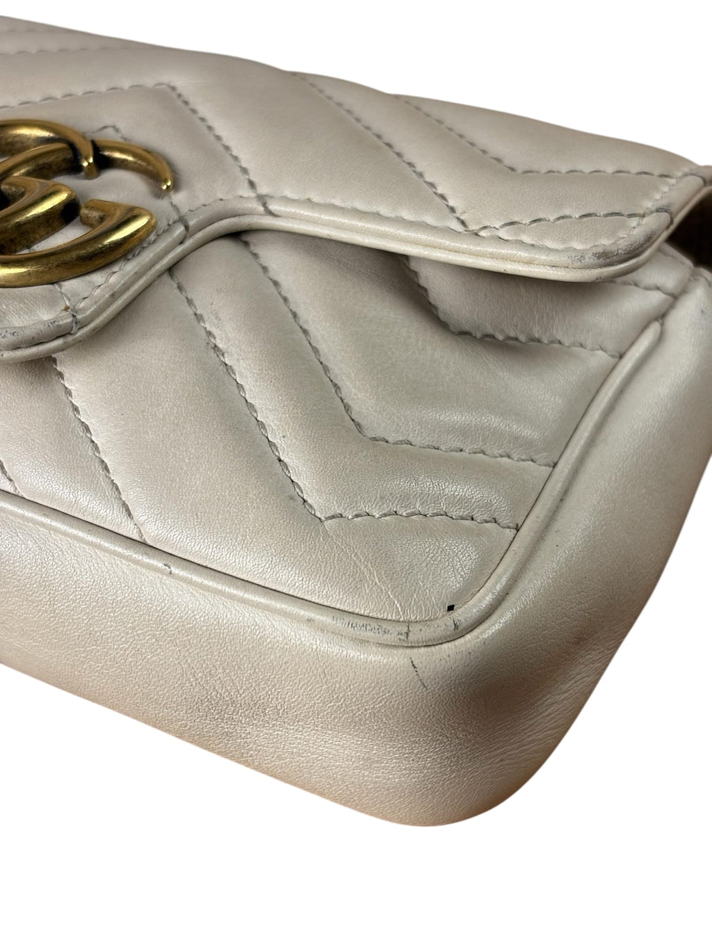 Gucci Marmont Mini Ivory Calfskin Leather Bag