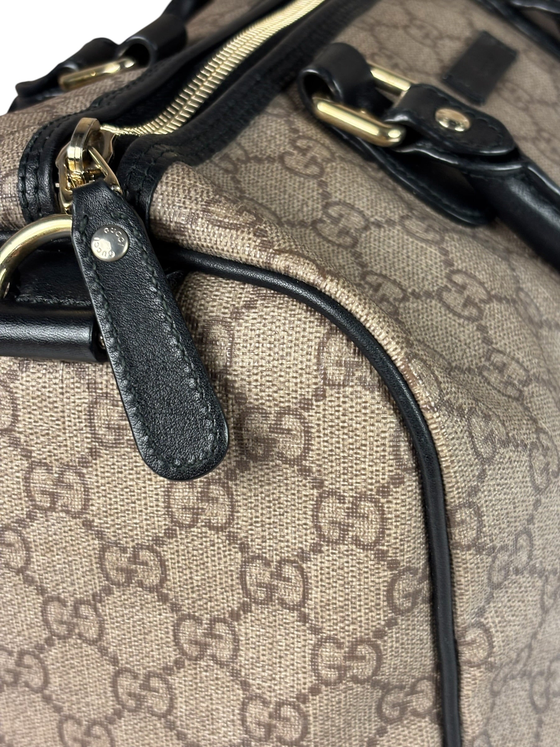 Gucci Beige Leather Gg Supreme Italian Flag Joy Boston Bag