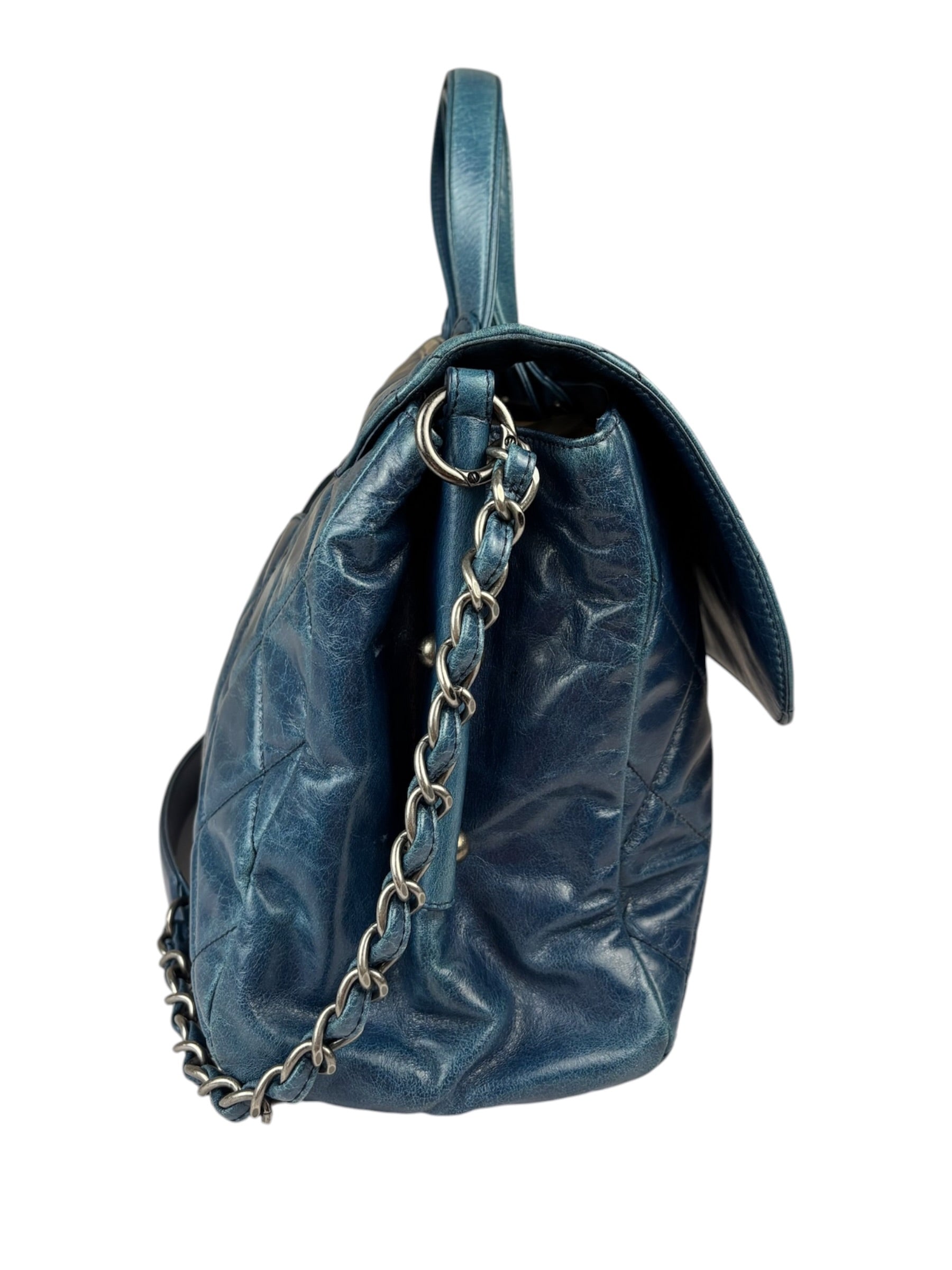 Chanel Blue Quilted Calfskin Large Convertible Boy Two-Way Bag 2012