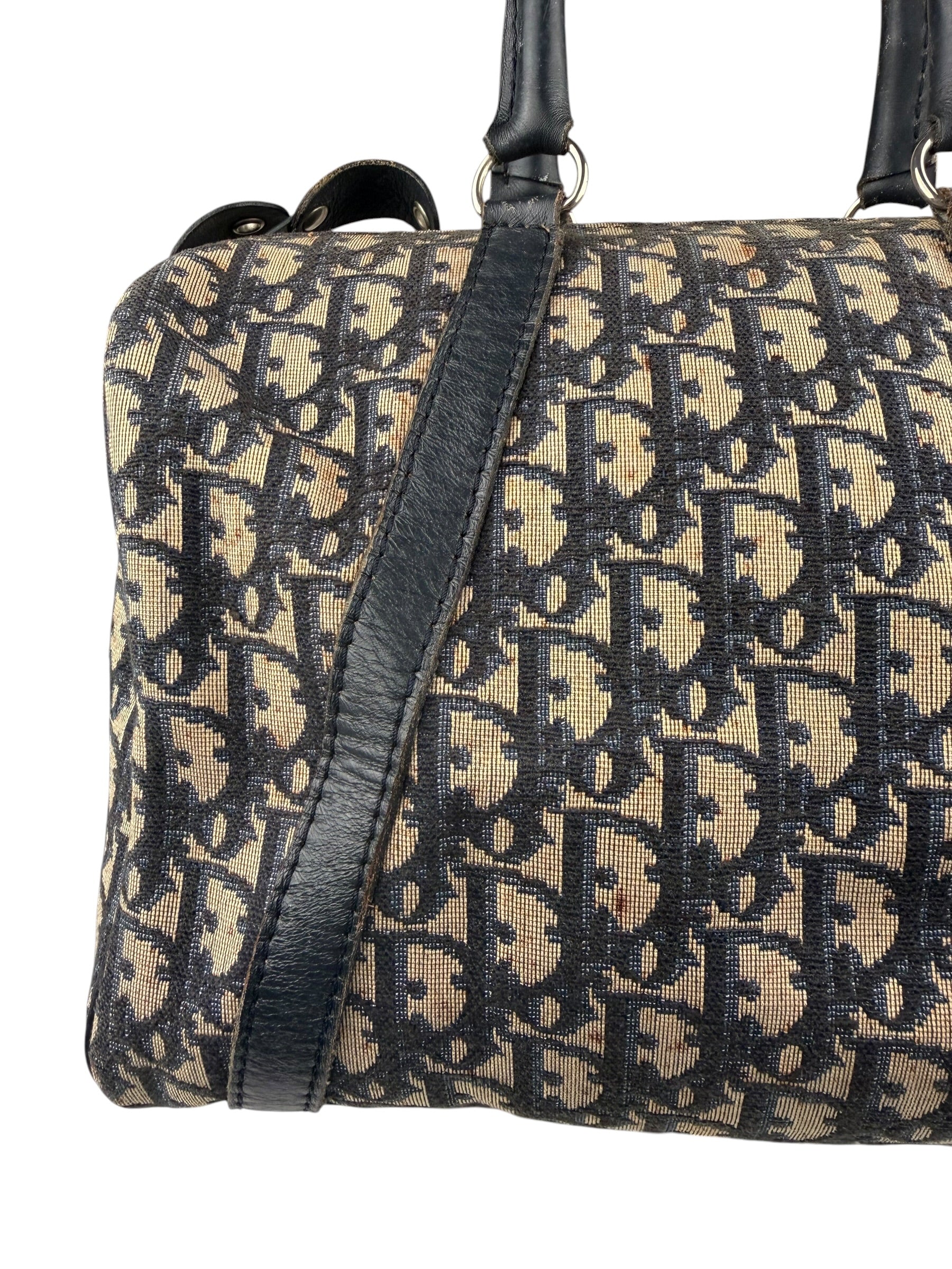 Christian Dior Vintage Canvas Monogram Trotter Oblique Boston Hand Bag
