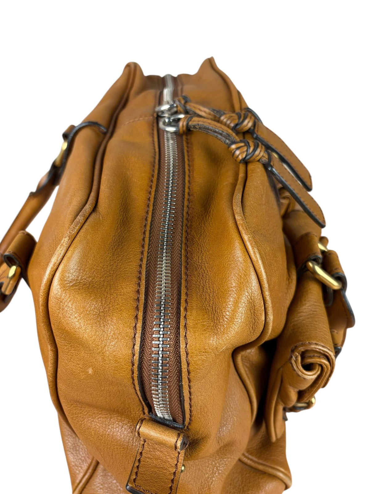 Chloe Brown Leather Pocket Paddington Large Handbag