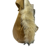 Burberrys Vintage Blue Label Beige Faux Fur Trimmed Shoulder Bag