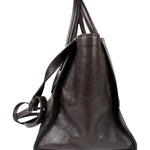 Prada Dark Brown Calf Leather Glace Twin-Pocket Tote