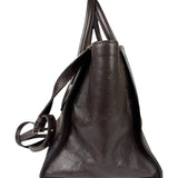 Prada Dark Brown Calf Leather Glace Twin-Pocket Tote
