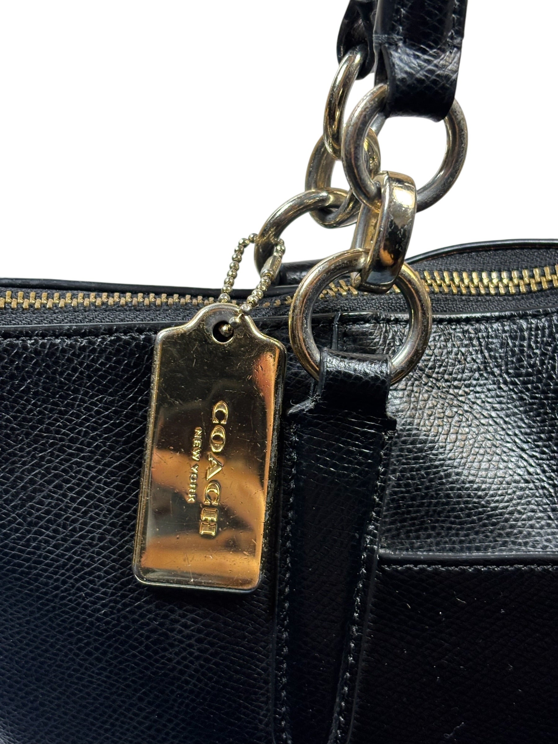 Coach Black Pebbled Leather Ava Zip Tote