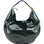 Gucci Vintage Blue/Green Patent Leather Horsebit Glam Hobo Bag