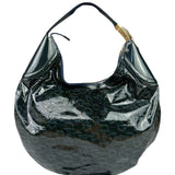 Gucci Vintage Blue/Green Patent Leather Horsebit Glam Hobo Bag