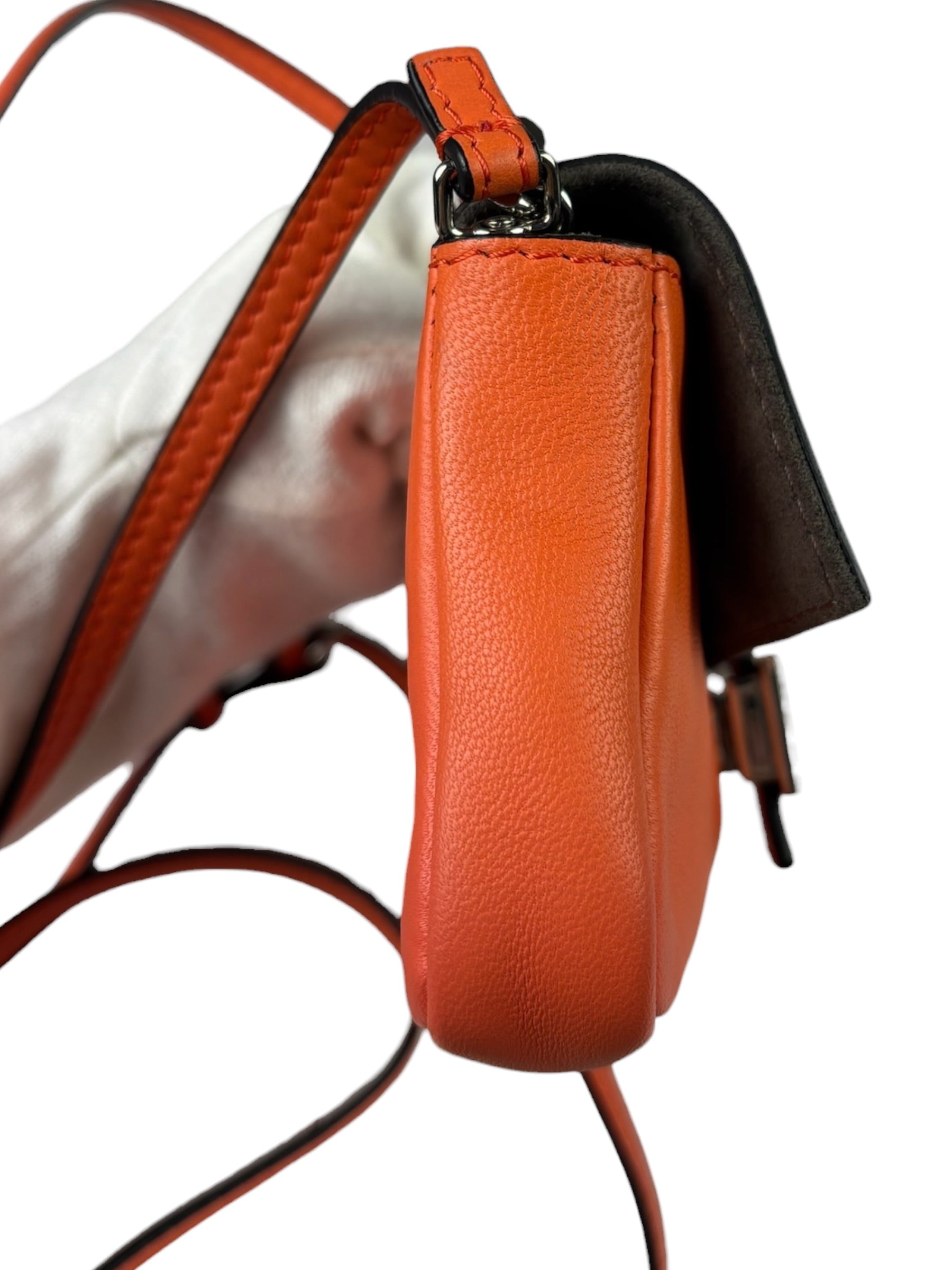 Fendi Orange Leather Mini Baguette