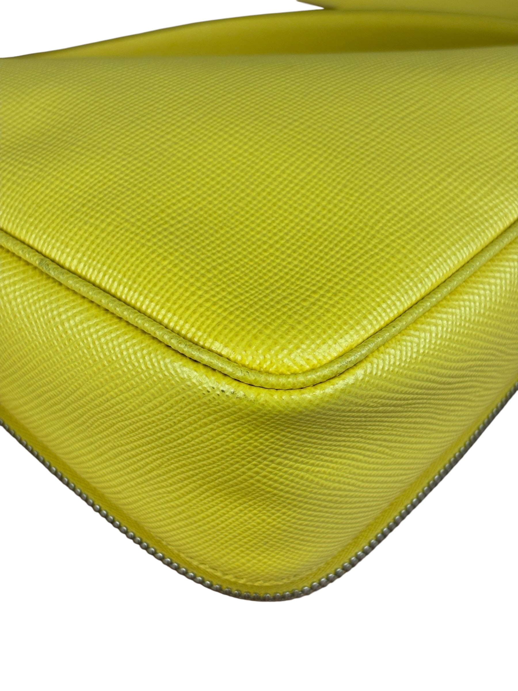 Prada Yellow Saffiano Leather Triangle Shoulder Bag
