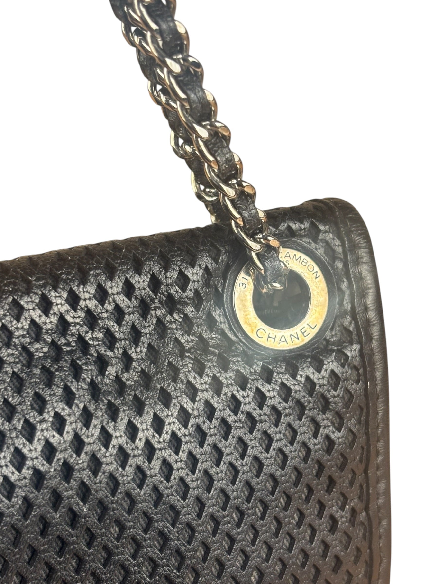 Chanel Black Perforated Leather Up in the Air Flap Bag 2012