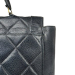 Chanel Black Quilted Caviar Kelly Top Handle Bag 90s