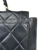 Chanel Black Quilted Caviar Kelly Top Handle Bag 90s