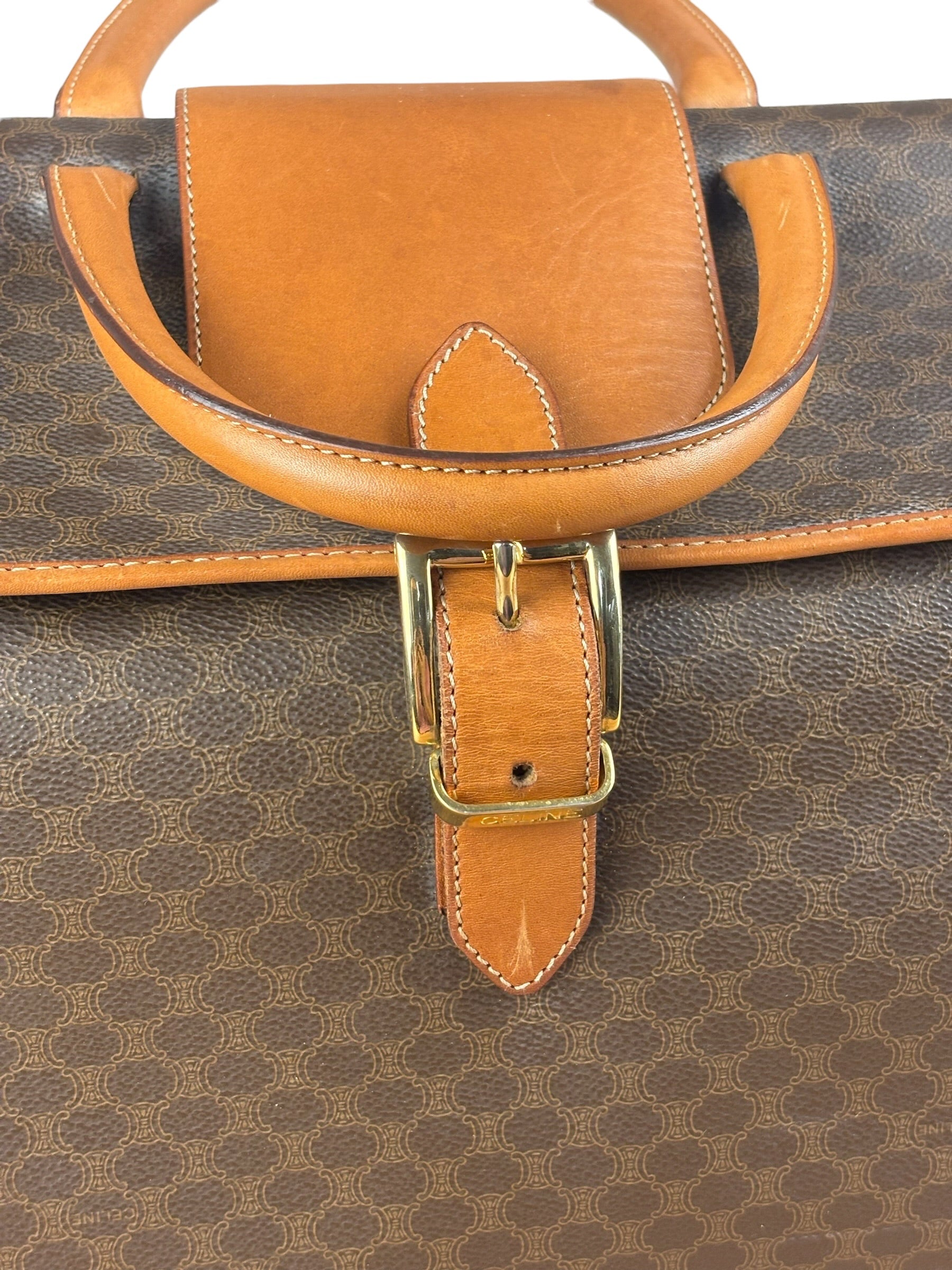 Celine Vintage Macadam Coated Canvas Weekender Travel Bag