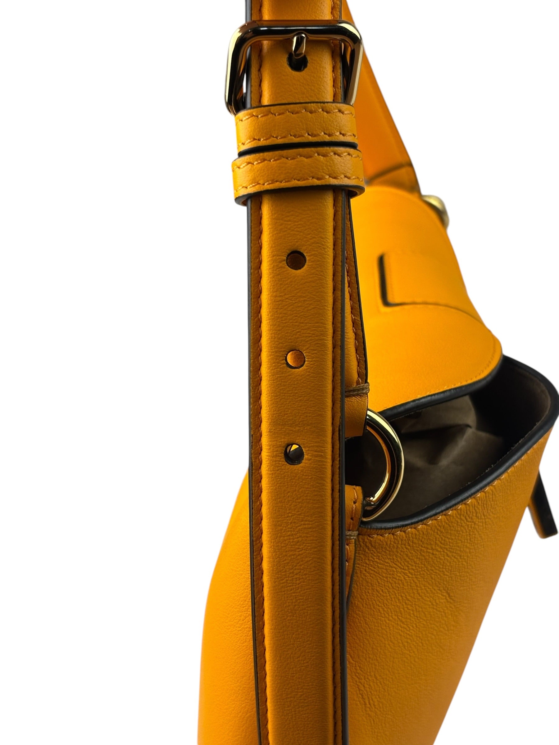 Fendi Orange Leather Small Croissant Hobo Bag