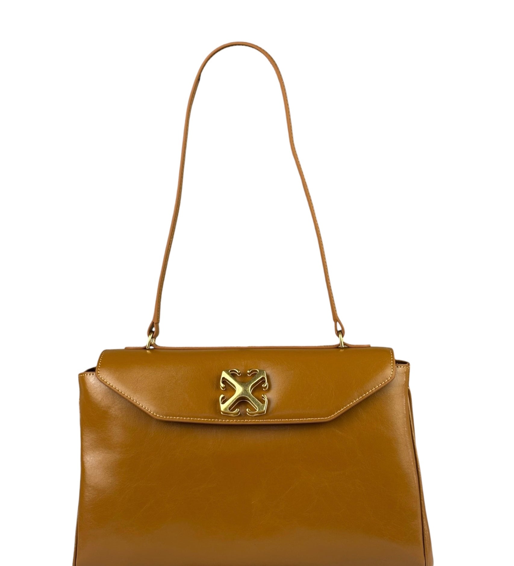 Off-White Camel Leather New Jitney Large Two-Way Bag