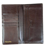 Christian Dior Brown Leather Bifold Checkbook Wallet