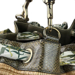Gucci Brown Snakeskin Trim Large Raffia Positano Tote