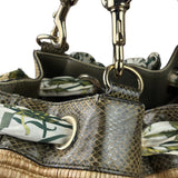Gucci Brown Snakeskin Trim Large Raffia Positano Tote