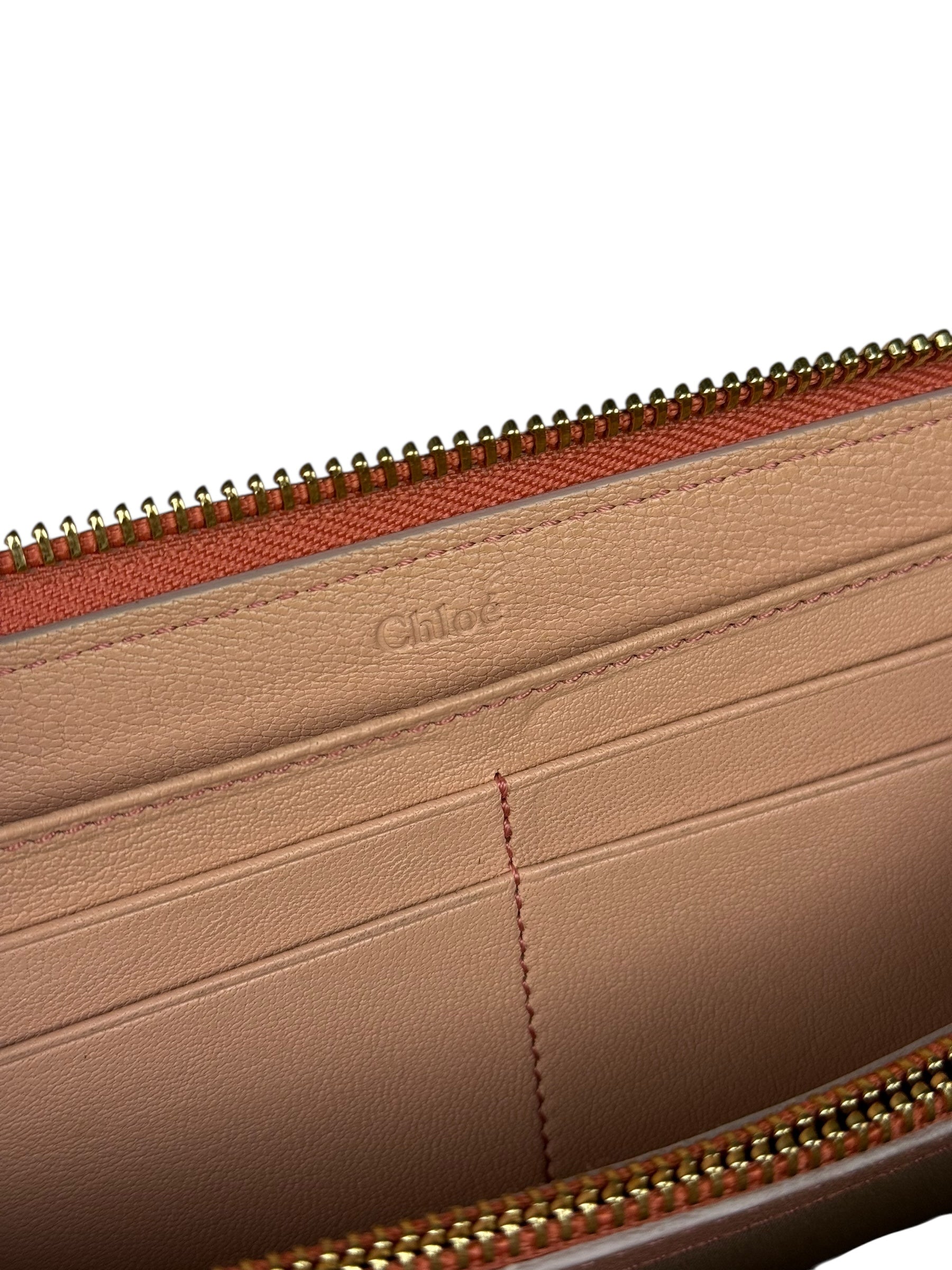 Chloe Pink Leather Envelope Long Wallet