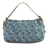 Fendi Blue Denim Zucca  Baguette