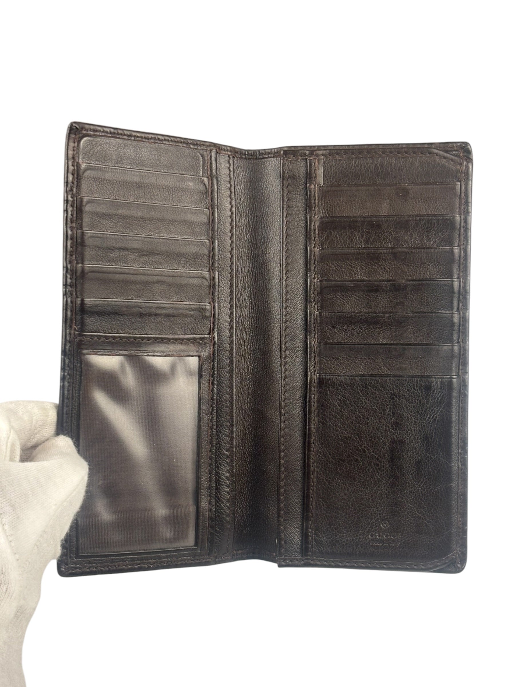 Gucci GG Brown Leather Guccissima Long Wallet