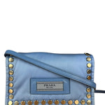 Prada Nylon Blue Studded Crossbody Bag