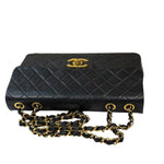 Chanel Vintage Black Quilted Leather Jumbo Flap Bag 1994