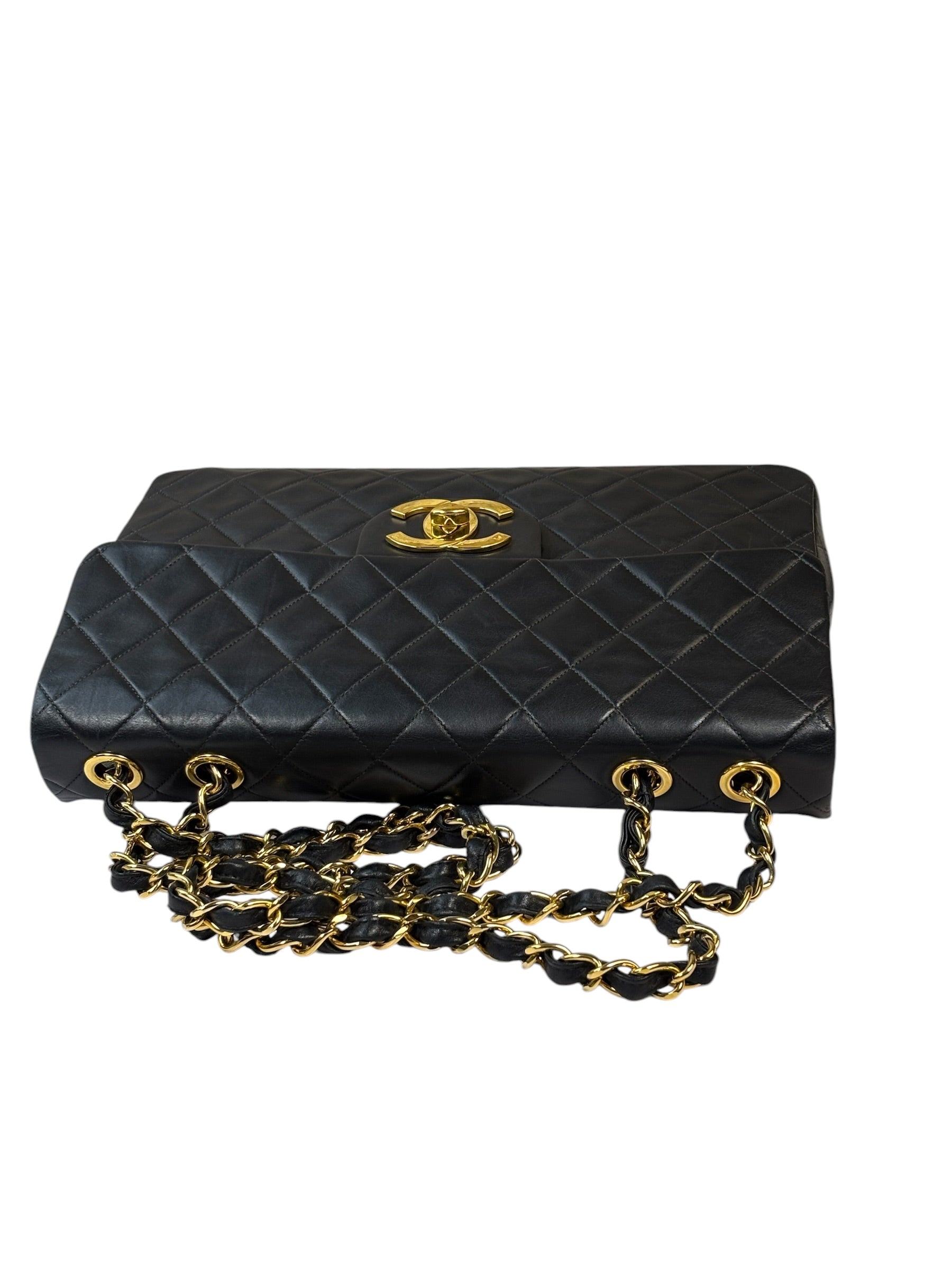 Chanel Vintage Black Quilted Leather Jumbo Flap Bag 1994