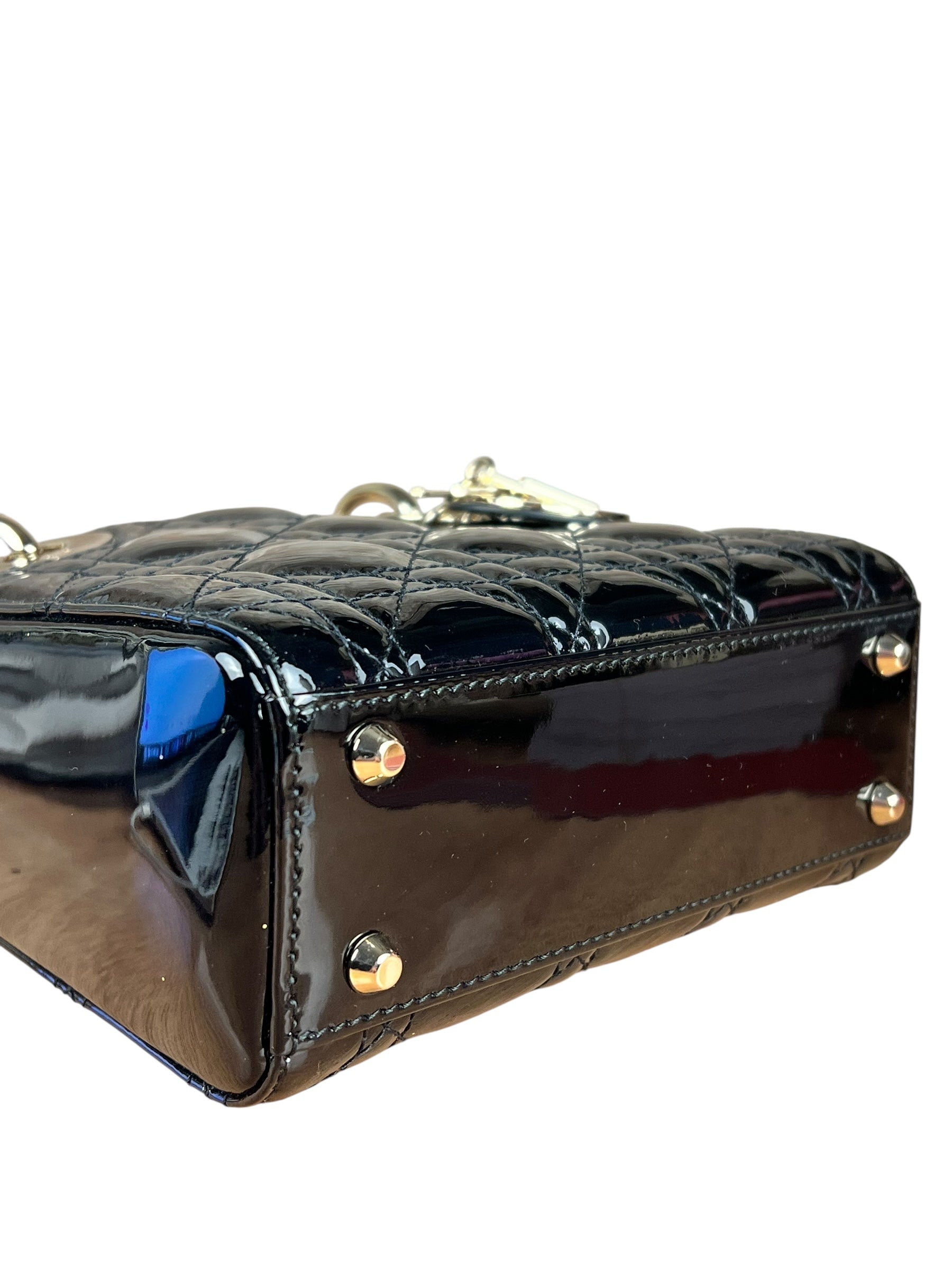 Dior Patent Cannage Mini Lady Dior Black