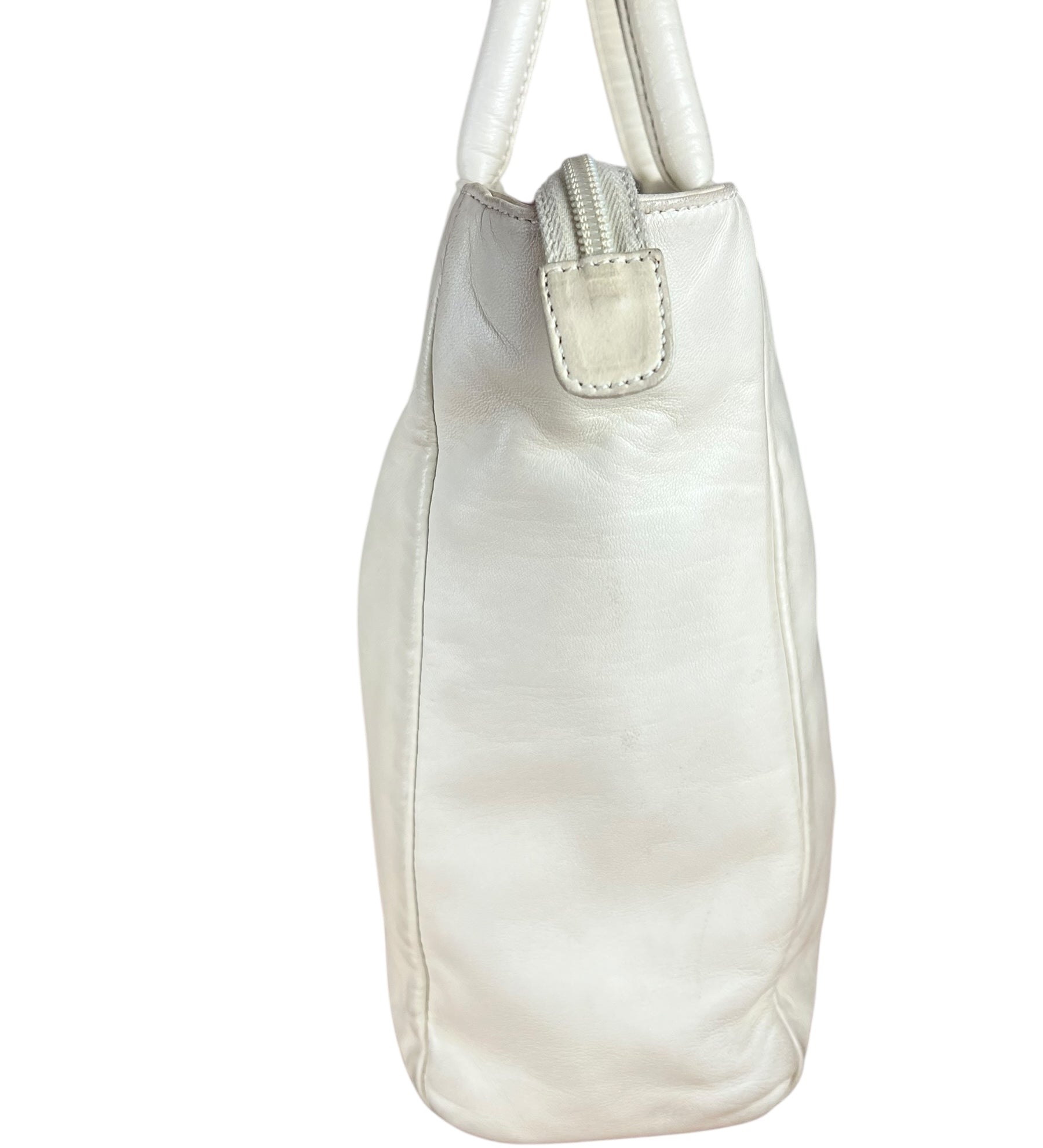 Prada Leather Tote Bag Beige/Ivory