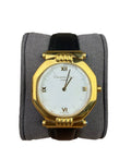 Christian Dior Octagon White Dial Black Leather Strap