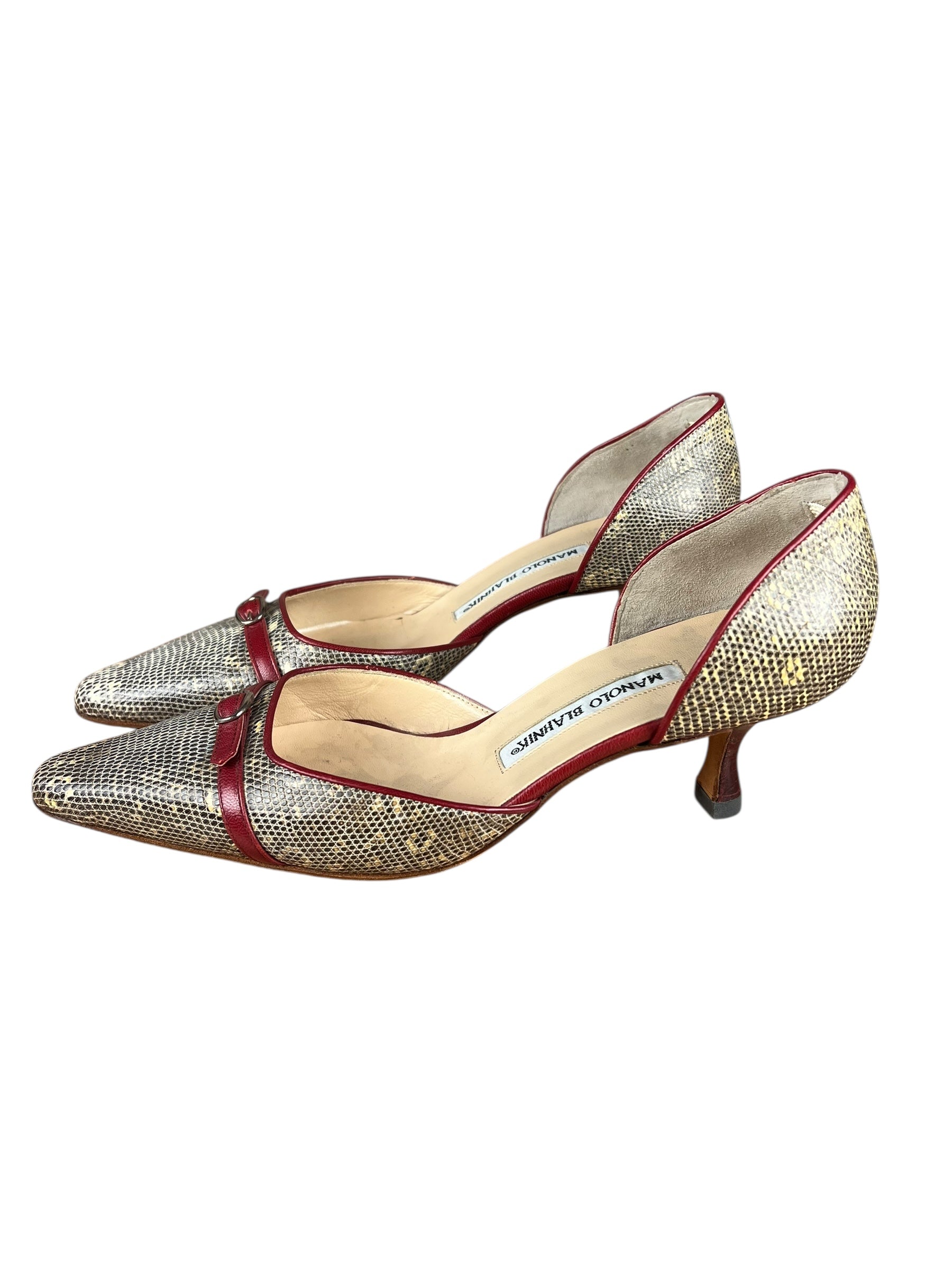 Manolo Blahnik Lizard Skin Kitten Heels