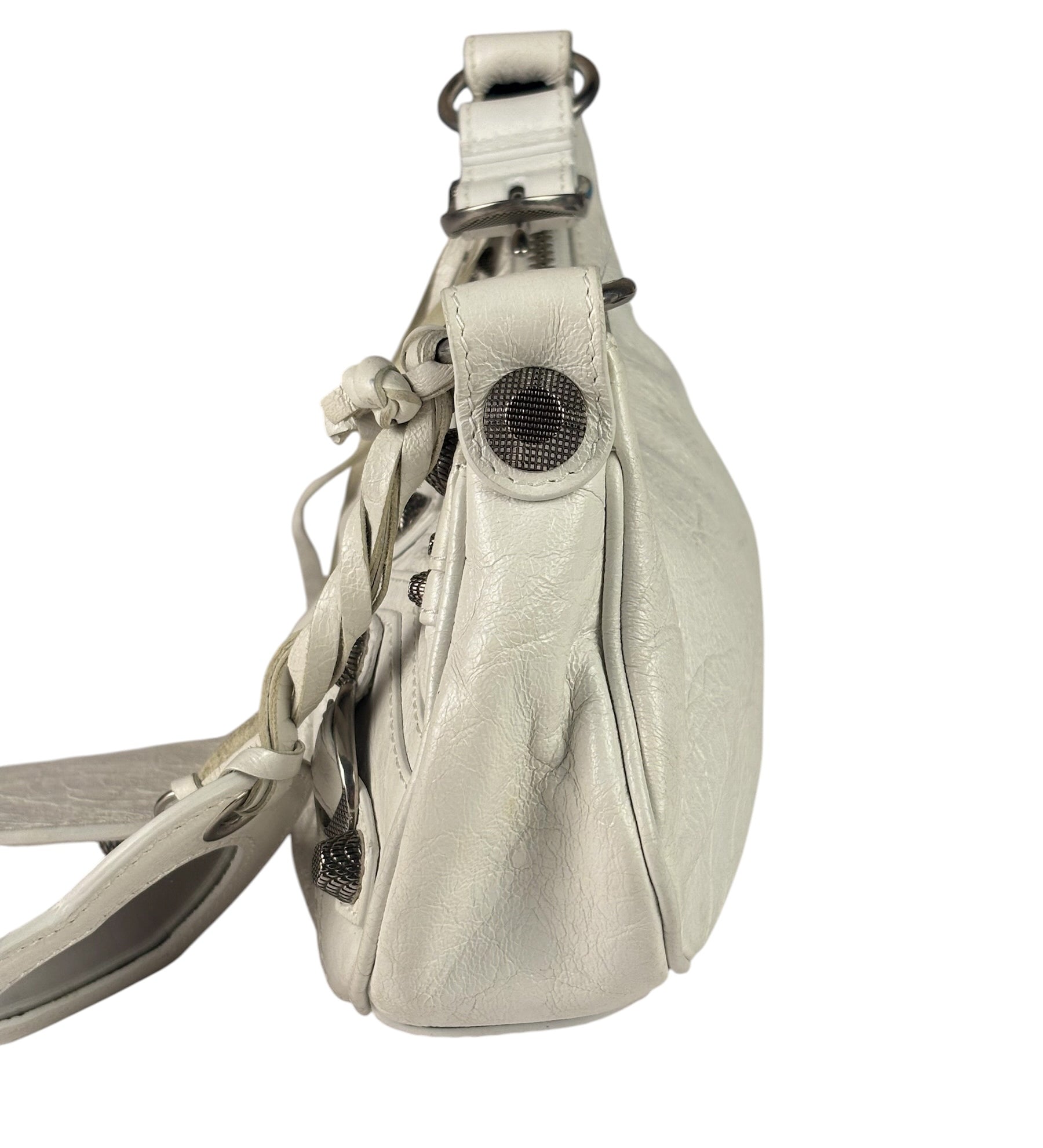 Balenciaga White Lambskin Le Cagole Shoulder Bag