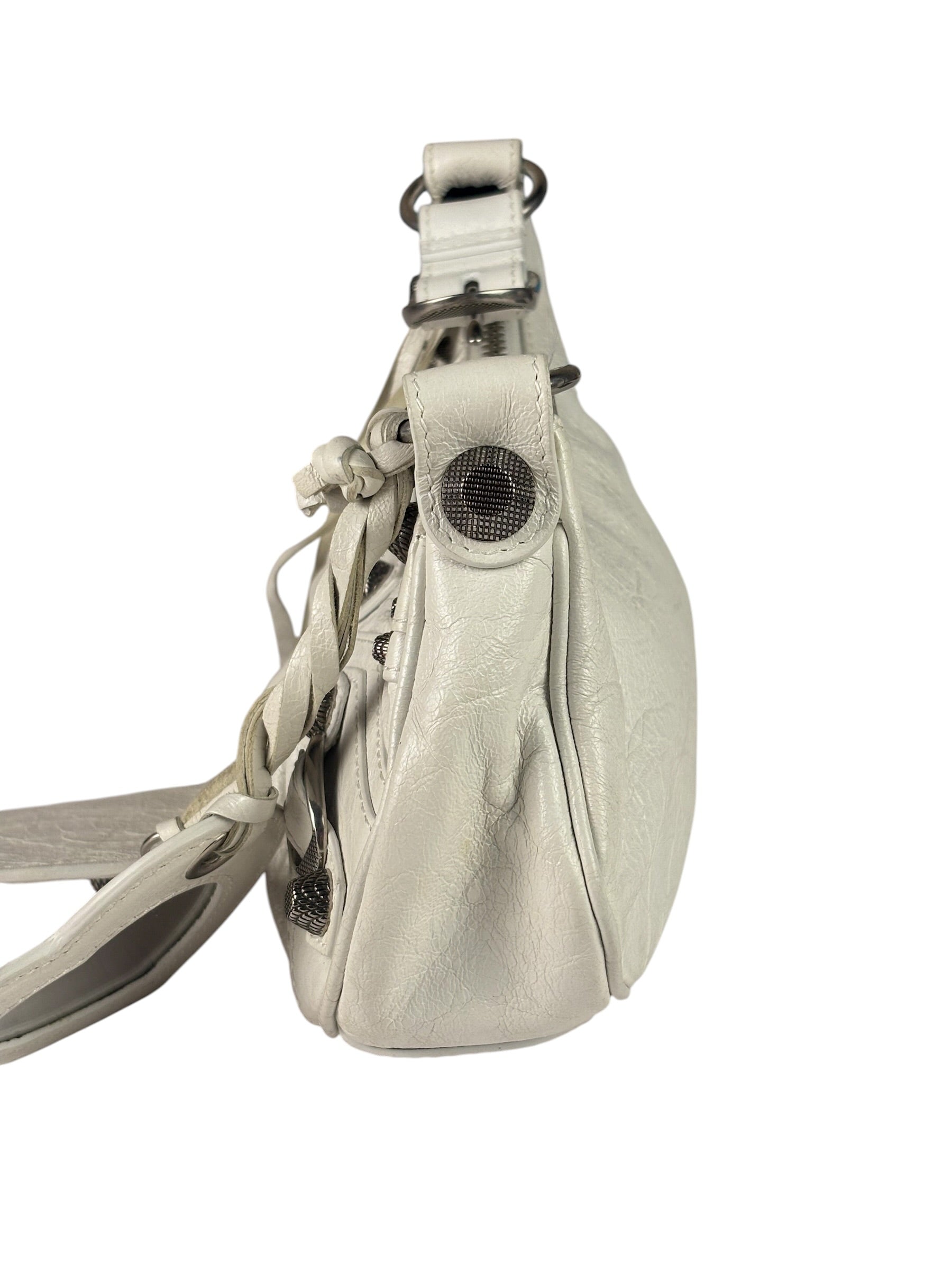 Balenciaga White Lambskin Le Cagole Shoulder Bag