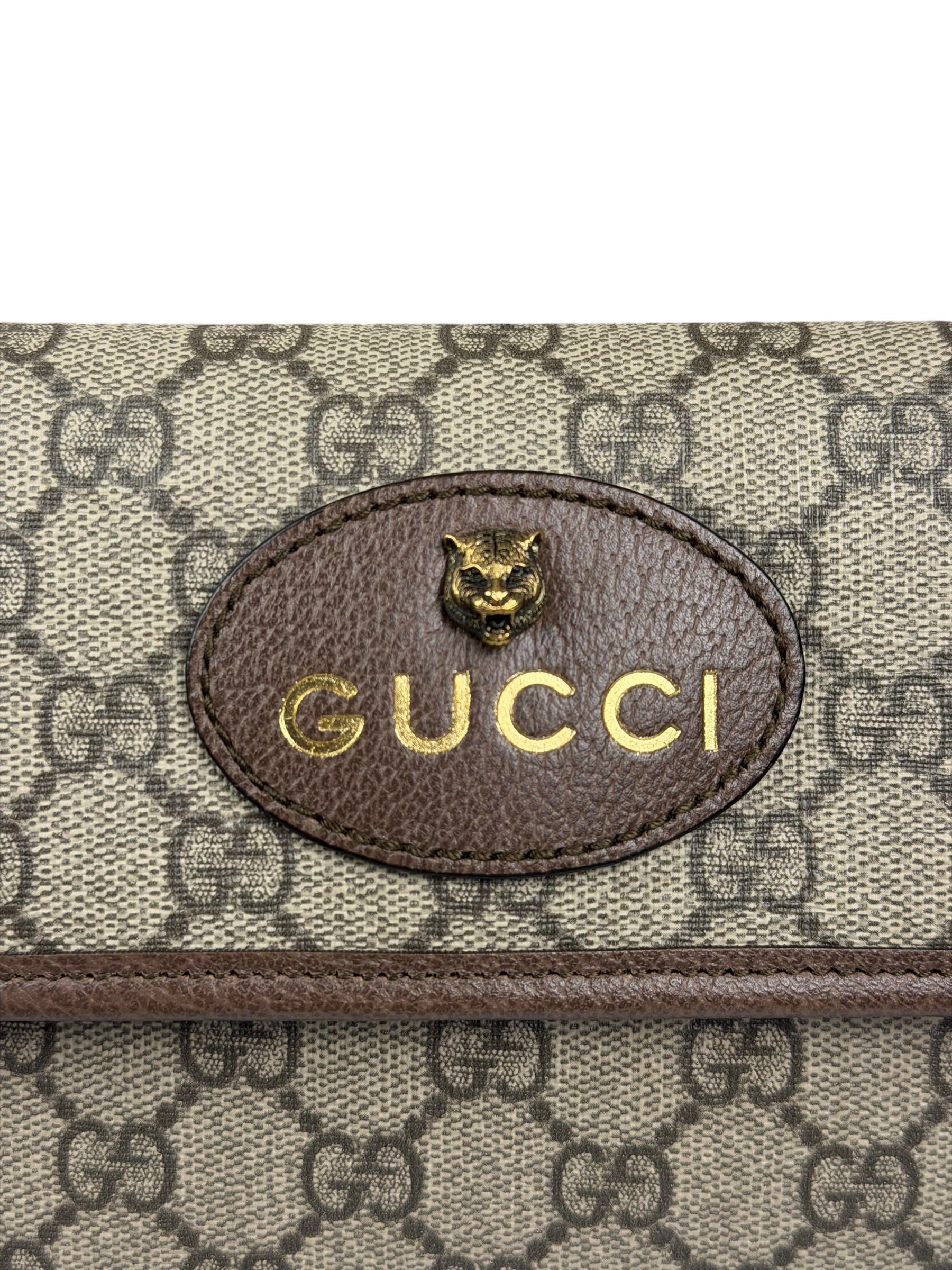 Gucci Vintage Brown Leather Trim Neo Supreme Belt Bag
