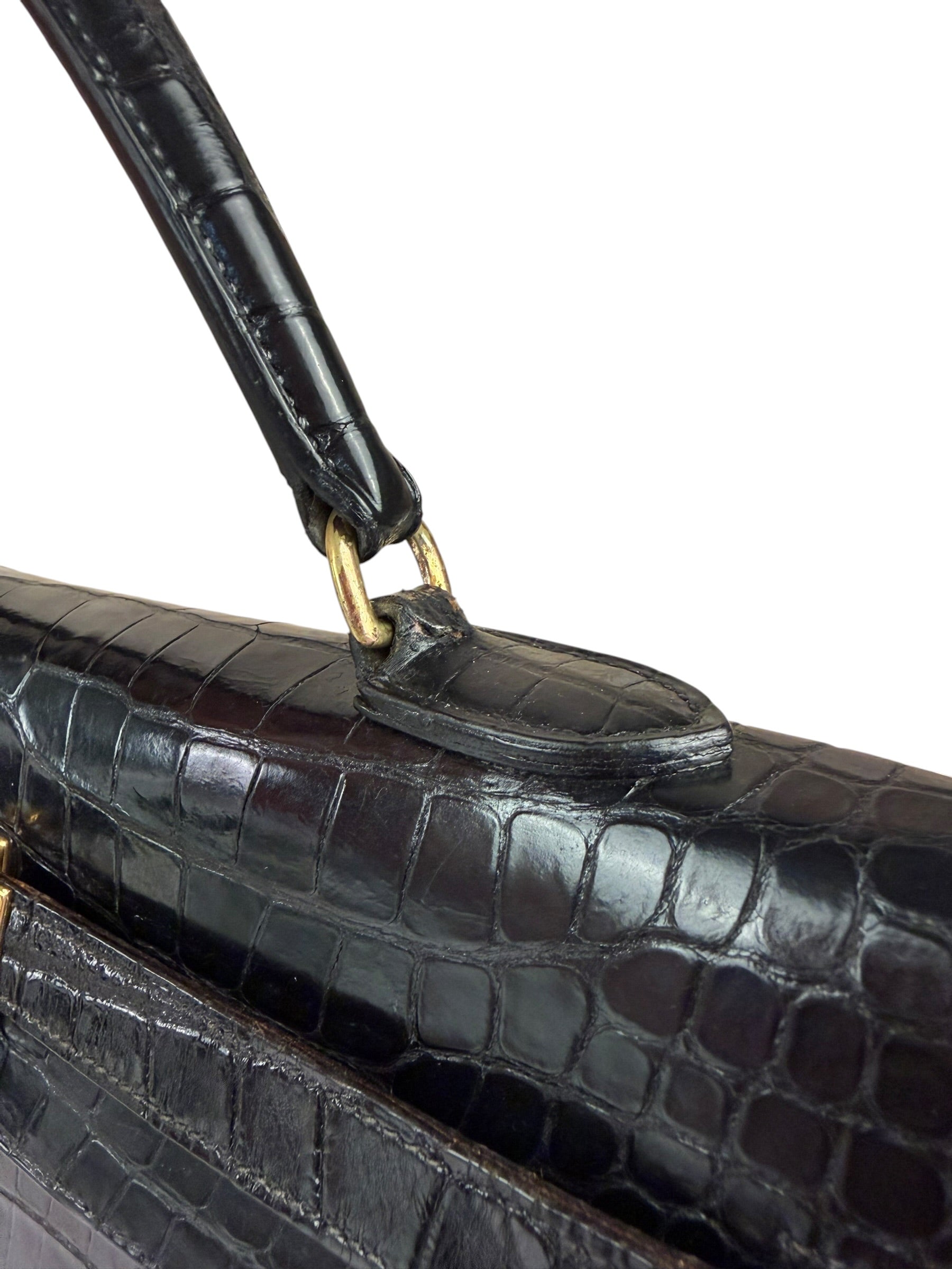 Hermes 1985 Black Crocodile Kelly 35
