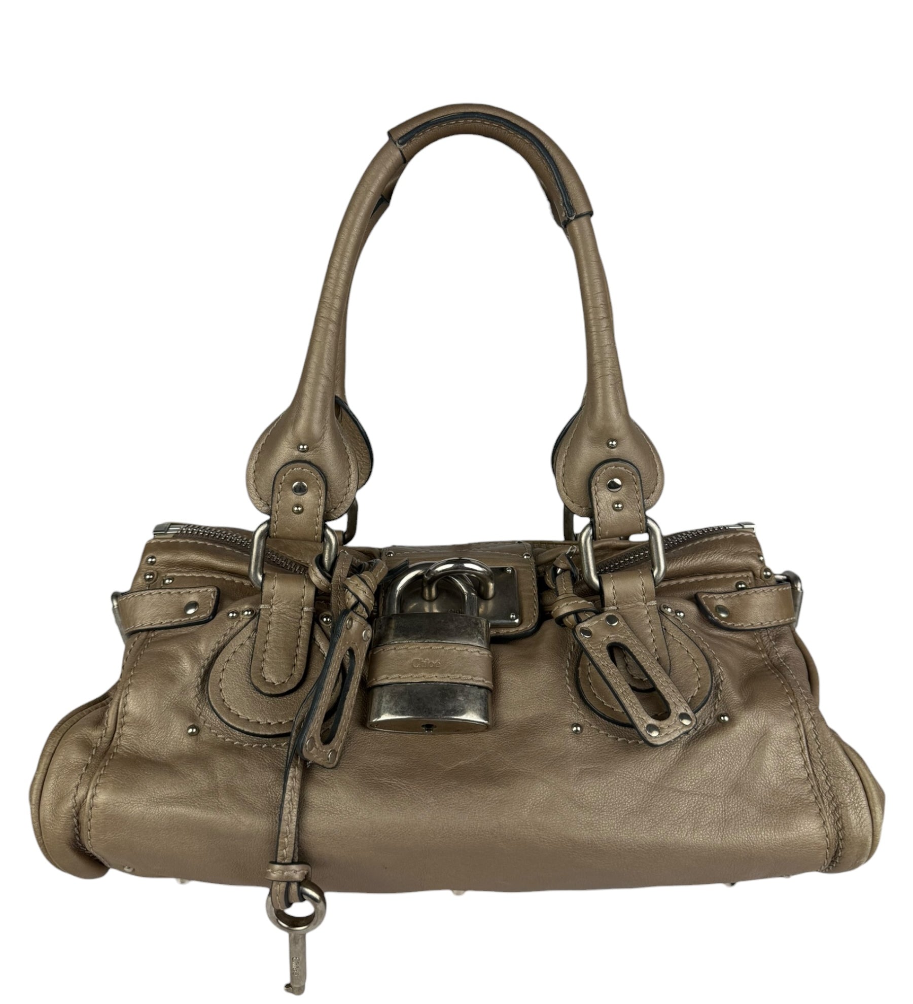 Chloé Light Brown Metallic Leather Paddington Handbag