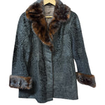 Vintage Black Collar Mink Fur Trim Jacket