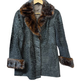 Vintage Black Collar Mink Fur Trim Jacket