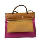Hermes Pink/Brown Leather Trim Herbag Zip 31 Two-Way Bag