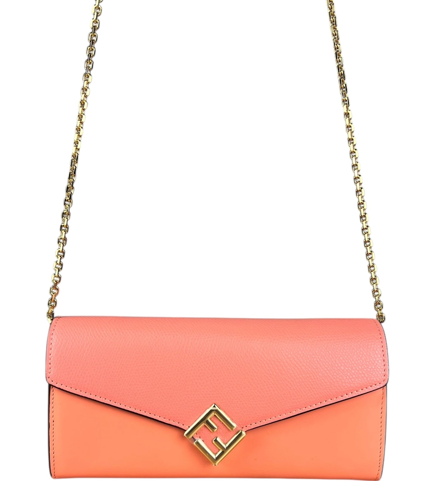 Fendi FF Diamonds Continental Peach Wallet on Chain