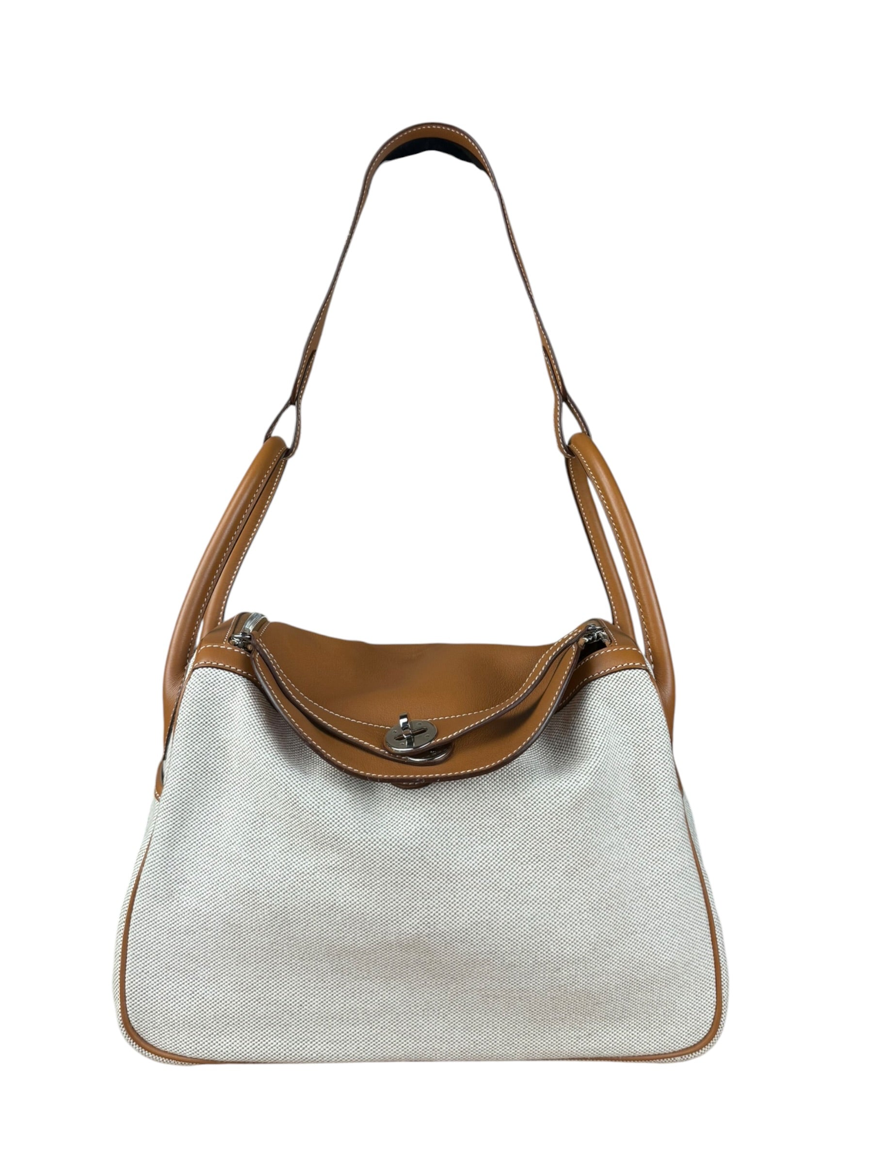 Hermes Toile Swift Canvas/Leather Lindy 30 Beige/Brown 2007