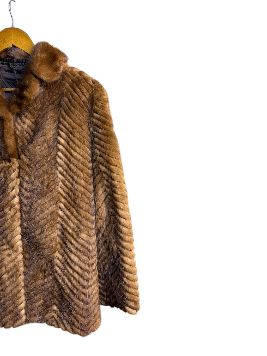 Vintage Brown Chevron Mink Fur Coat