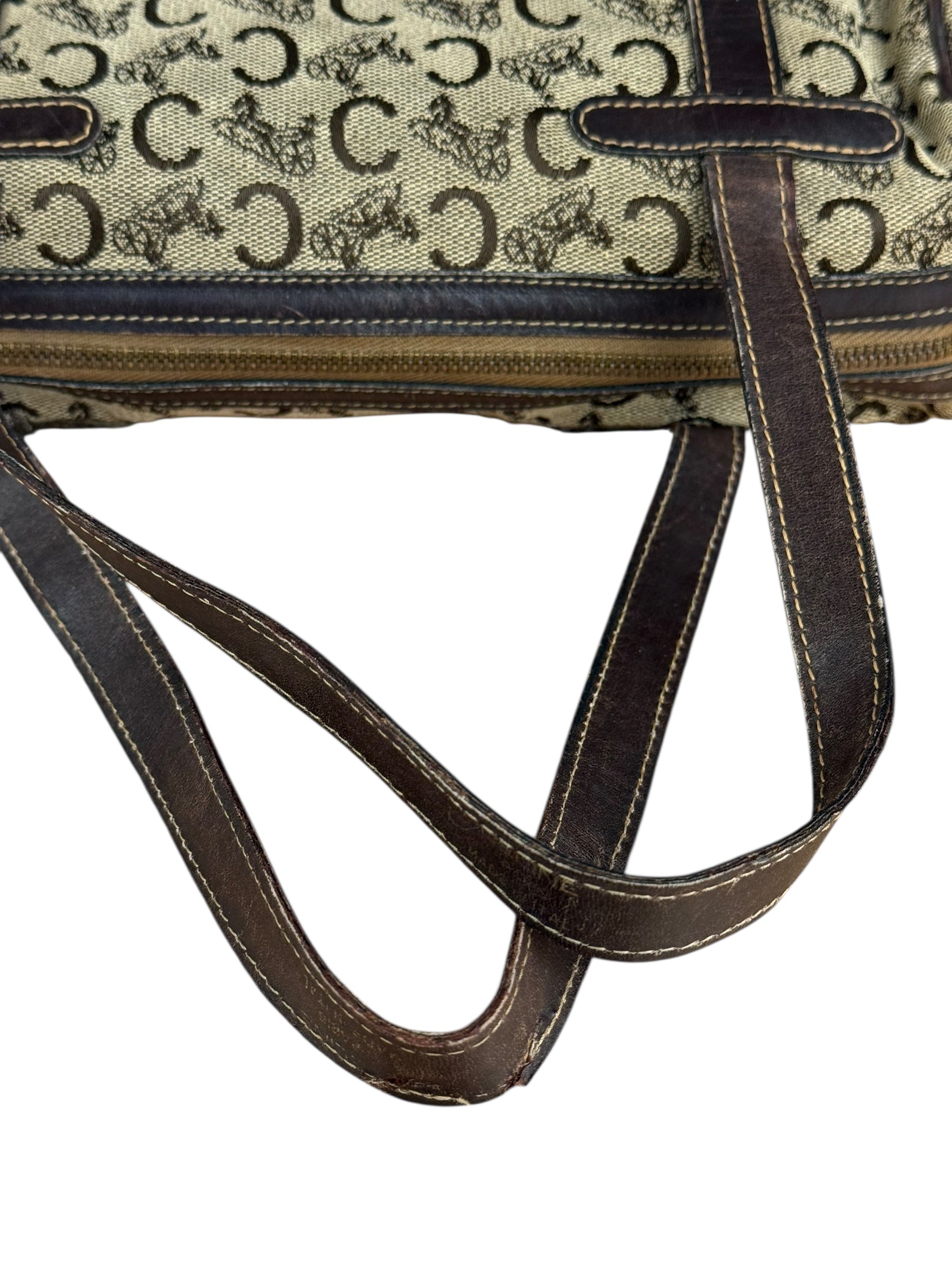 Celine Vintage Macadam Canvas Barrel Bag