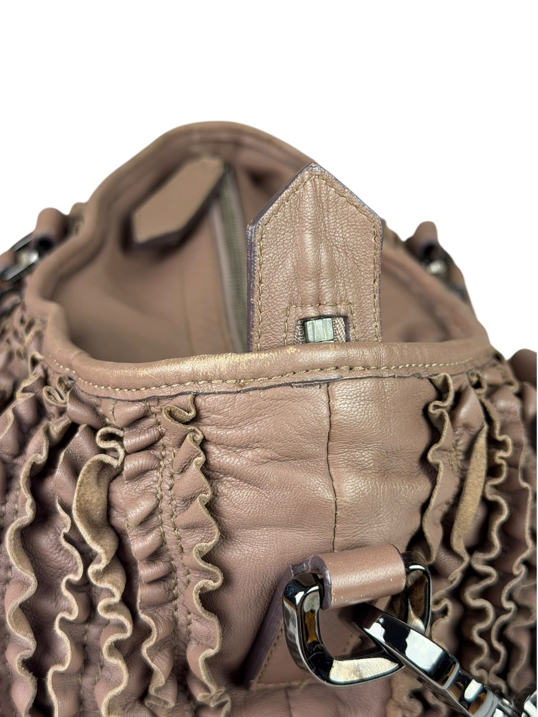 Burberry Purple Leather Ruffled Lowery Bag