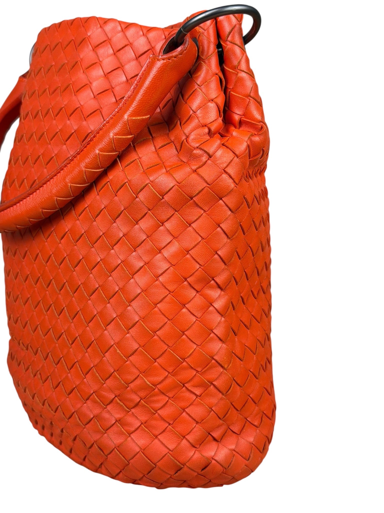 Bottega Veneta Sunset Orange Intrecciato Leather Hobo Tote