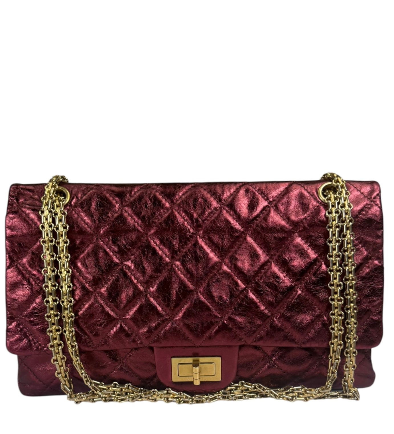 Chanel Patent Burgundy Quilted Leather 2.55 Reissue Double Flap Bag 2008